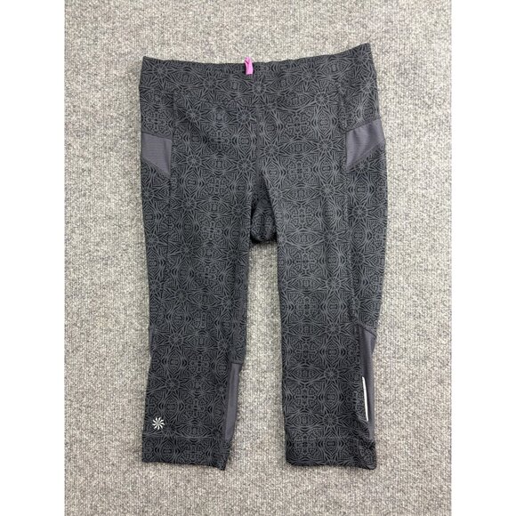 Athleta Capri Leggings Womens Small Gray High Rise Patterned Crop Yoga Pants - Picture 1 of 6